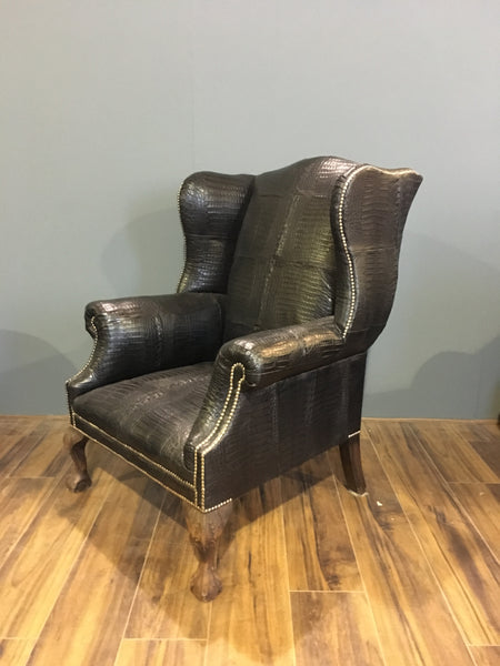 Real Crocodile Skin Wing Back Chair - our Disraeli