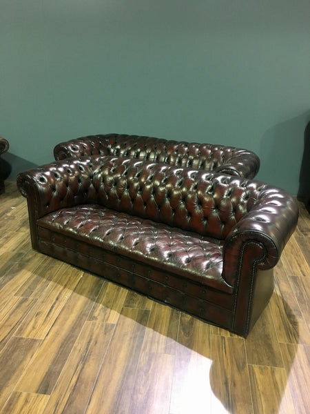 Dark leather Chesterfield Sofa 