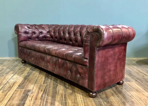Fully restored 19thC Sofa in Hand Dyed Deep Orchid