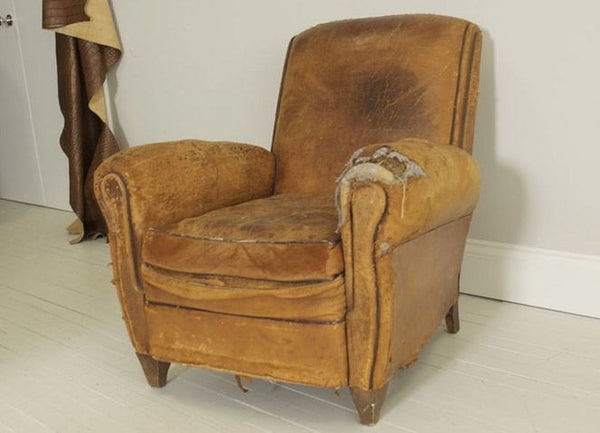 FRENCH ART DECO CHAIR STILL IN ORIGINAL LEATHER