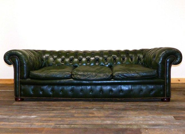 OUTSTANDING VINTAGE CIRCA 1900 FOUR SEATER GREEN CHESTERFIELD