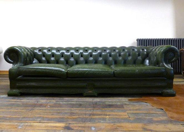 DELLBROOK VINTAGE GREEN LEATHER FOUR SEATER