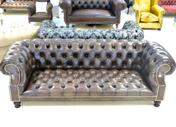 Pair of Devonshire Sofas – Walnut Leather