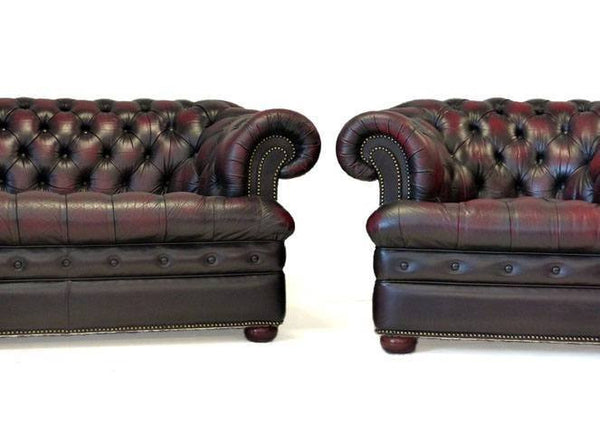 LOVELY VINTAGE OXBLOOD CHESTERFIELD SUITE