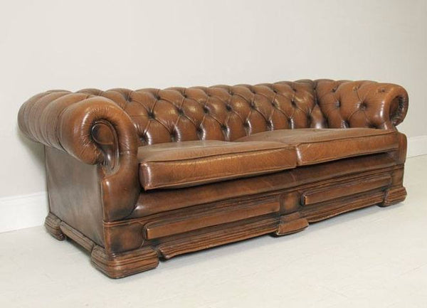 PRE-LOVED CARAMEL LEATHER SOFA