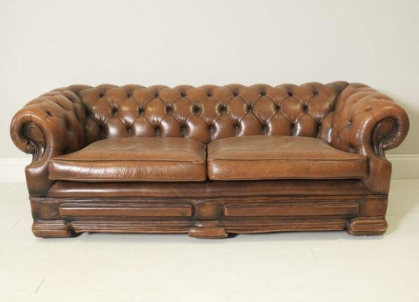 PRE-LOVED CARAMEL LEATHER SOFA