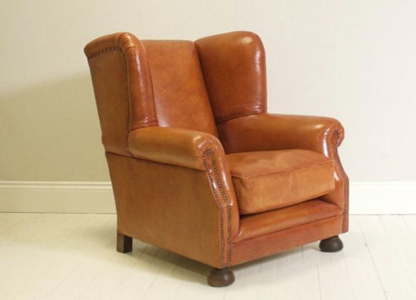 THE PEEL ARMCHAIR: HAND DYED BURNT COPPER LEATHER