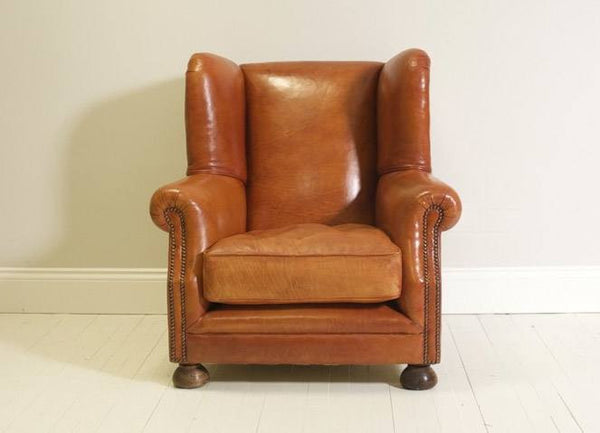 THE PEEL ARMCHAIR: HAND DYED BURNT COPPER LEATHER