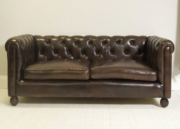 BLUHME CHESTERFIELD: HAND DYED RICH WALNUT LEATHER