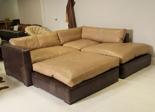 The Modular Corner sofa: Shown Here With Chocolate Brown Base And Parchment Cushions