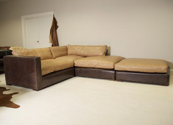 The Modular Corner sofa: Shown Here With Chocolate Brown Base And Parchment Cushions
