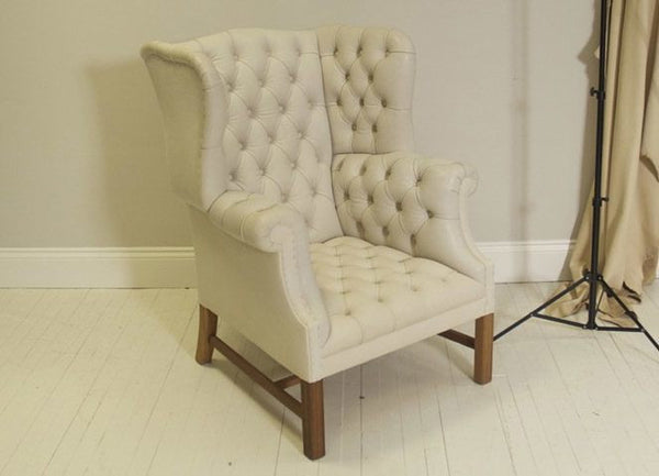 PORTLAND QUEEN ANNE CHAIR: PRE-DYED RUSSET LEATHER
