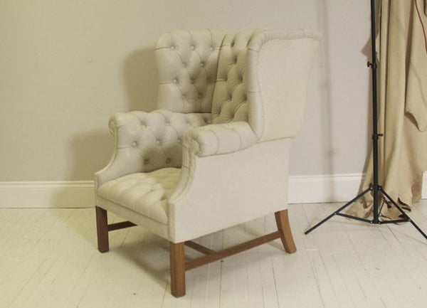 PORTLAND QUEEN ANNE CHAIR: PRE-DYED RUSSET LEATHER
