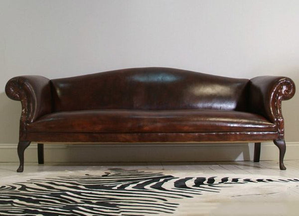 Rockingham Chippendale Sofa: Hand Dyed Walnut Leather