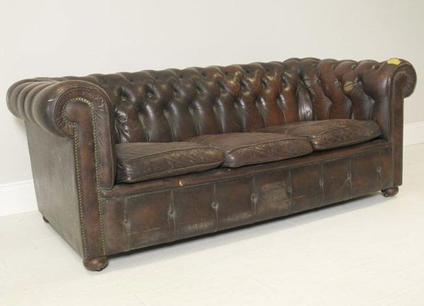 VINTAGE COIL SPRUNG LEATHER SOFA BY MILLBROOK IINDUSTRIES